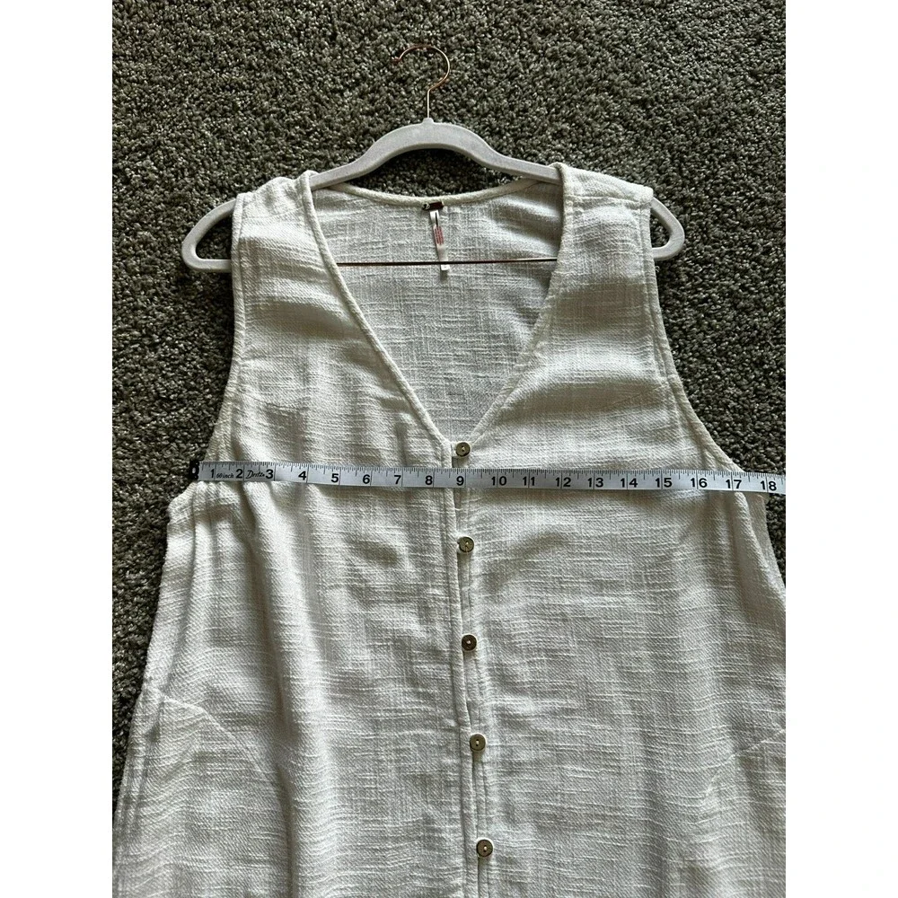 Free People White Cotton Button Front Maxi Dress Sleeveless Size Medium Boho